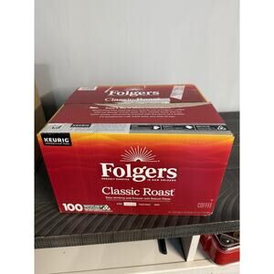 NEW Folgers Classic Medium Roast K-Cup Coffee Pods - 100 Count Exp 8/15/26